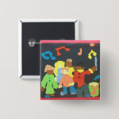 Musik-Studenten-Papiercollagen-Knopf Button (Vorne & Hinten)
