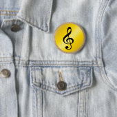 Musik Symbol Clef Noten in Burlap Gold Black Button (Beispiel)