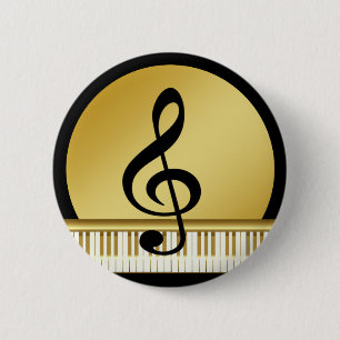 Musik Symbol Clef Noten in Piano Gold Black Button