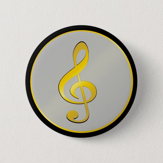 Musik Symbol Clef Notizen in Gold Black Button (Vorderseite)
