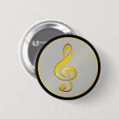 Musik Symbol Clef Notizen in Gold Black Button (Vorne & Hinten)