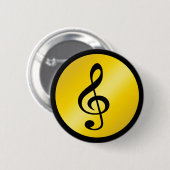 Musik Symbol Clef Notizen in Gold Black Button (Vorne & Hinten)