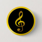 Musik Symbol Clef Notizen in Gold Black Button (Vorderseite)
