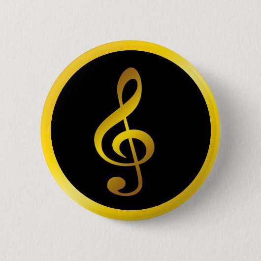 Musik Symbol Clef Notizen in Gold Black Button (Vorderseite)