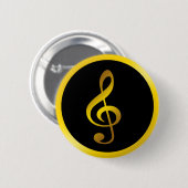 Musik Symbol Clef Notizen in Gold Black Button (Vorne & Hinten)