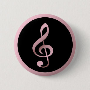 Musik Symbol Clef Notizen in Rose Gold Black Button