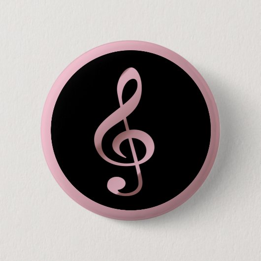 Musik Symbol Clef Notizen in Rose Gold Black Button (Vorderseite)