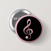Musik Symbol Clef Notizen in Rose Gold Black Button (Vorne & Hinten)