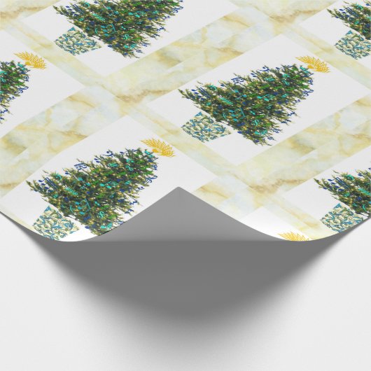 Musik-Symbol-Weihnachtsbaum in Marbleized Rahmen Geschenkpapier (Ecke)