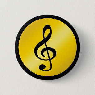 Musik-Symbolclef-Anmerkungen im Goldschwarzen Button