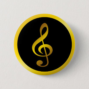 Musik-Symbolclef-Anmerkungen im Goldschwarzen Button