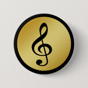 Musik-Symbolclef-Anmerkungen im Goldschwarzen Button