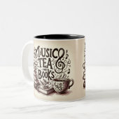 Musik, Tee und Bücher Zweifarbige Tasse (Vorderseite Links)