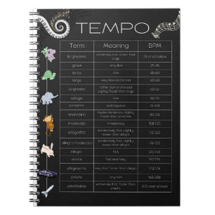 Musik-Tempo-Chart Spiralblock Notizblock