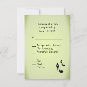 Musik Thema Green Wedding Menü Auswahl RSVP Karte