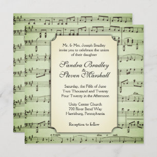 Musik Thema Hochzeit Einladung Grün