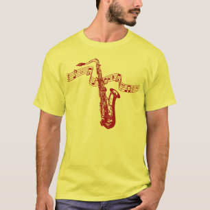 Musik Thema Rotes Saxophon Rote Noten - T-Shirt