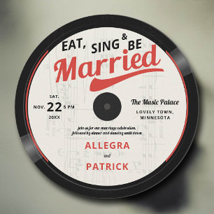 Musik-Thema Vintage Retro Vinyl 70er Hochzeit Einladung