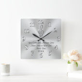 Musik-Themed Wall-Uhr, Silver Treble Clef-Dekorati Quadratische Wanduhr (Zuhause)