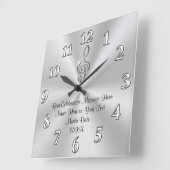 Musik-Themed Wall-Uhr, Silver Treble Clef-Dekorati Quadratische Wanduhr (Winkel)