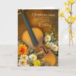 Musik-Themen-Verspätete-Geburtstagskarte – Violine Karte