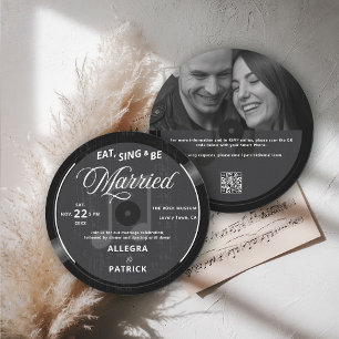 Musik-Themen-Vintage-Vinyl Einladung Hochzeit QR