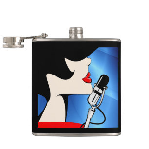 Musik-Themenflasche, Sängerin, Songbird-Flasche, Flachmann