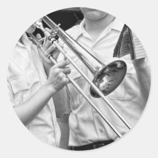 Musik - Trombone - Eine helfende Hand Runder Aufkleber