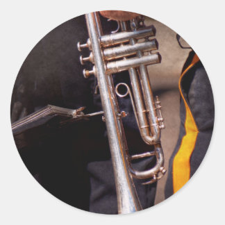 Musik - Trumpet - Polizeimarschingband Runder Aufkleber
