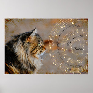 Musik u. Katzen-Kunst-Druck Poster