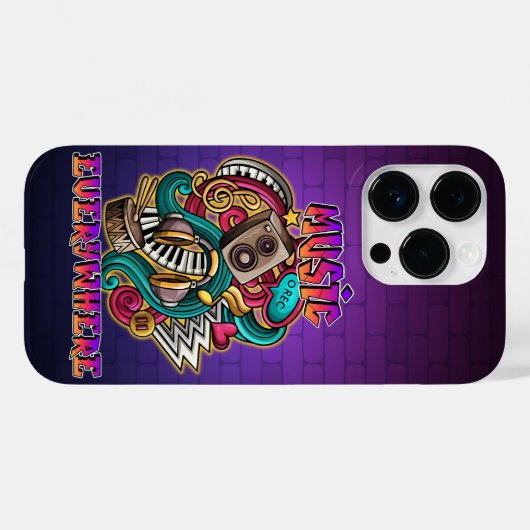 Musik überall Graffiti Case-Mate iPhone Hülle (Rückseite (Horizontal))
