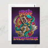 Musik überall Graffiti DJ Postkarte (Vorne/Hinten)