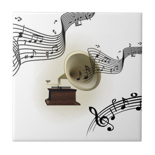 Musik und Gramophone Design Fliese (Vorderseite)