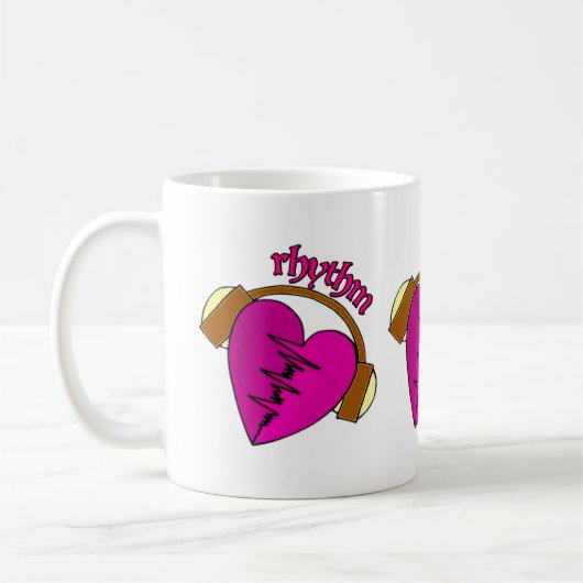 Musik und Herzschläge Kaffeetasse (Links)