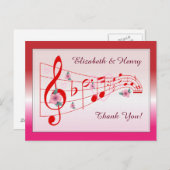 Musik und Hibiskus Hochzeit Dankeschön Karte (Vorne/Hinten)