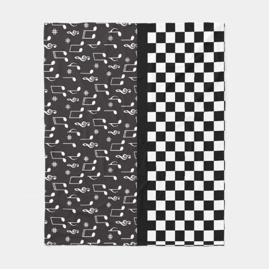 Musik und Karton Schwarz/Weiß Fleecedecke (Vorderseite)