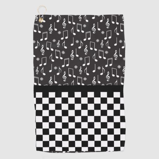 Musik und Karton Schwarz/Weiß Golfhandtuch (Vorderseite)