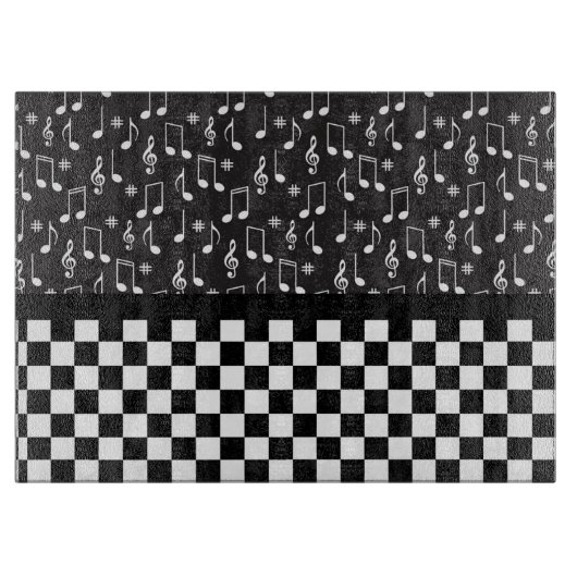 Musik und Karton Schwarz/Weiß Schneidebrett (Vorderseite)