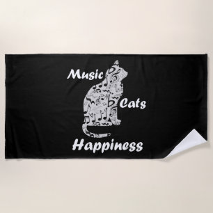 Musik und Katzen ist Glücksangebot Strandtuch