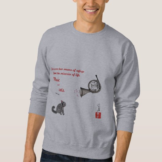 Musik und Katzen-Sweatshirt Sweatshirt (Vorderseite)