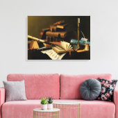 Musik und Literatur von William Harnett, Fine Art Leinwanddruck (Insitu (Wohnzimmer))