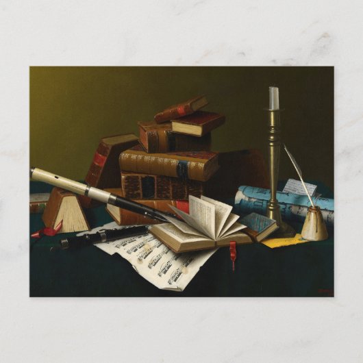 Musik und Literatur von William Michael Harnett Postkarte (Vorderseite)