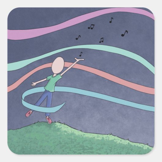 Musik und Melody-Square-Sticker Quadratischer Aufkleber (Vorderseite)
