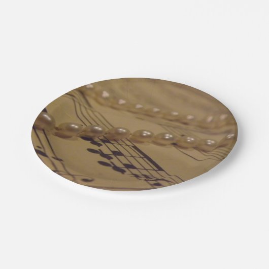 Musik und Perlen Pappteller (Schrägansicht)