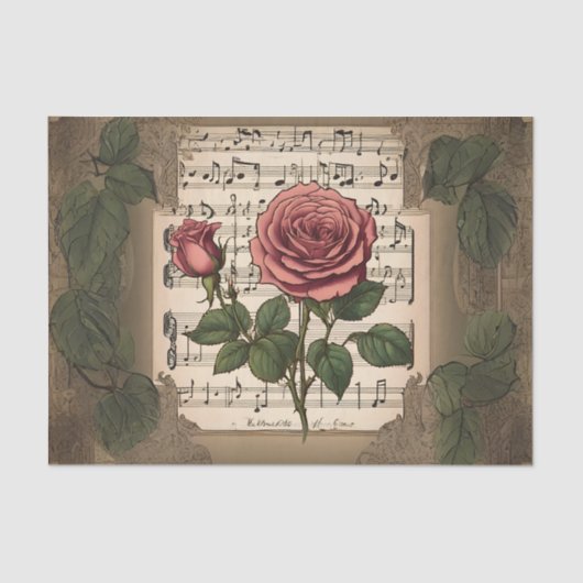 Musik und Rose Dekoupage Tissue Paper Seidenpapier (Vorderseite)