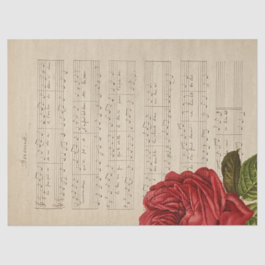 Musik und Rose - Design 1 Seidenpapier (Vorderseite)