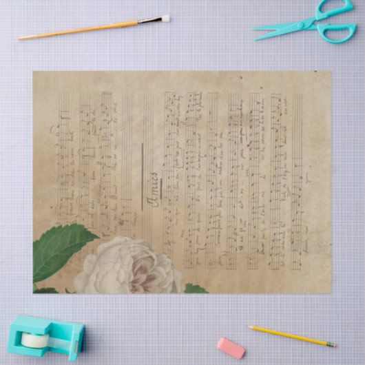 Musik und Rose - Design 4 Seidenpapier (Basteln)