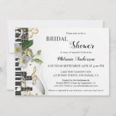 Musik und Rose Einladung Brautdusche (Vorderseite)