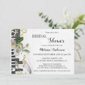 Musik und Rose Einladung Brautdusche (Stehend Vorderseite)