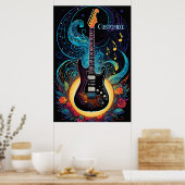 Musik und Rose Elektrische Gitarre Poster (Küche)